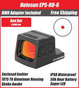 Holosun EPS Full Size 6 MOA Red Dot, Closed Emitter Sight, K Series Footprint (Modified RMSc), RMR Adapter Plate Included - EPS-RD-6