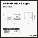 Holosun 407K X2 Green, 6 MOA Green Dot, K Series Footprint (Modified RMSc), Side Battery - HE407K-GR-X2