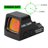 Holosun 507K Green X2, 32 MOA Ring & 2 MOA Green Dot, K Series Footprint (Modified RMSc), MRS Reticle Side Battery - HE507K-GR-X2