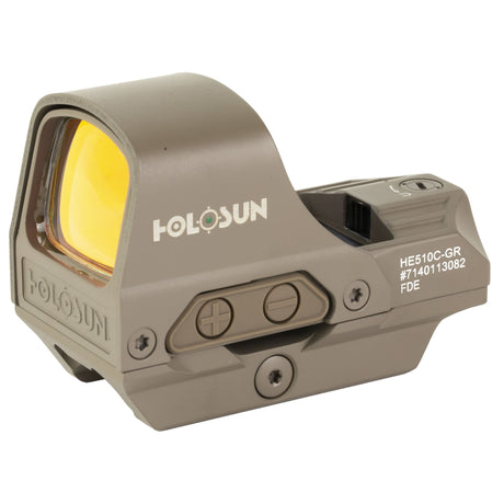 Holosun HS510C FDE Green Dot 65 MOA Circle 2 MOA Green Dot Aluminum Housing Matte Finish Solar with Internal Battery - HE510C-GR-FDE