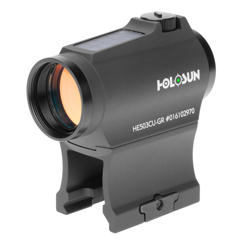 Holosun 503CU Green Dot 2MOA with 65 MOA Circle Solar High and Low Mount - HE503CU-GR