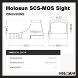 Holosun SCS MOS Green Dot Sight, MRS Reticle, Fits Glock MOS Slides (Not 43X/48), Solar Recharging Battery, Grade 5 Titanium Housing- SCS-M-GR