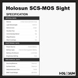 Holosun SCS MOS Green Dot Sight, MRS Reticle, Fits Glock MOS Slides (Not 43X/48), Solar Recharging Battery, Grade 5 Titanium Housing- SCS-M-GR