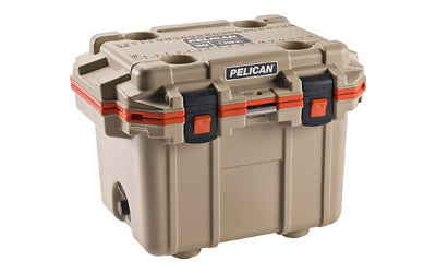 Pelican Elite Cooler, Cooler, Tan/Orange, Hard, 25.30" x 19.00" x 18.50" 30Q-2-TANORG