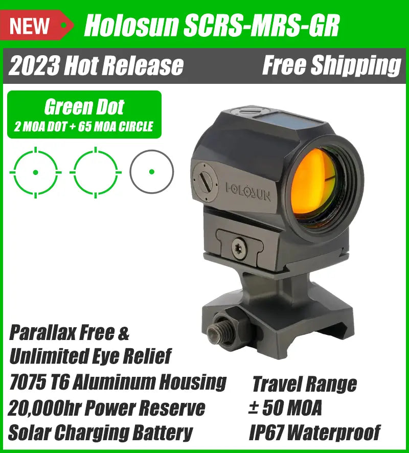 Holosun SCRS Green Dot MRS Reticle, 65 MOA Circle & 2 MOA Green Dot - SCRS-GR-MRS