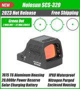 Holosun SCS 320, 20k Hr Power Reserve, Solar Rechargeable Battery, 32 MOA Circle & 2 MOA Green Dot, MRS Reticle, Delta Point Pro Footprint, Enclosed Emitter - SCS-320-GR