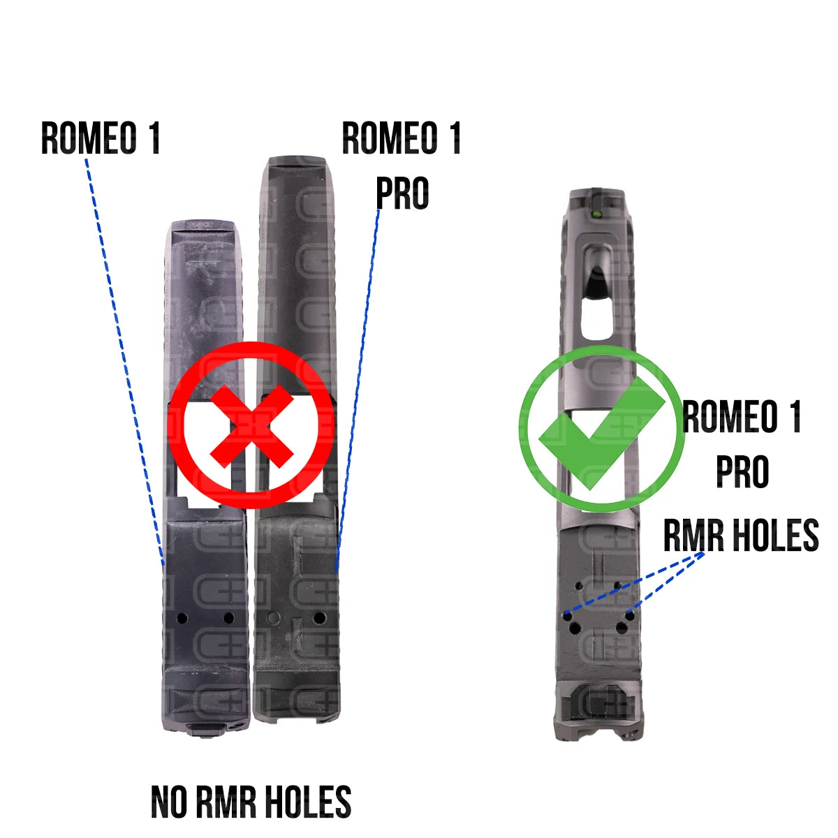 Sig P320 Filler Plate for Romeo 1 Pro Slides that have RMR Holes and have Rear Dovetail Sights Attached to slide - SGRX-RSH-FIL