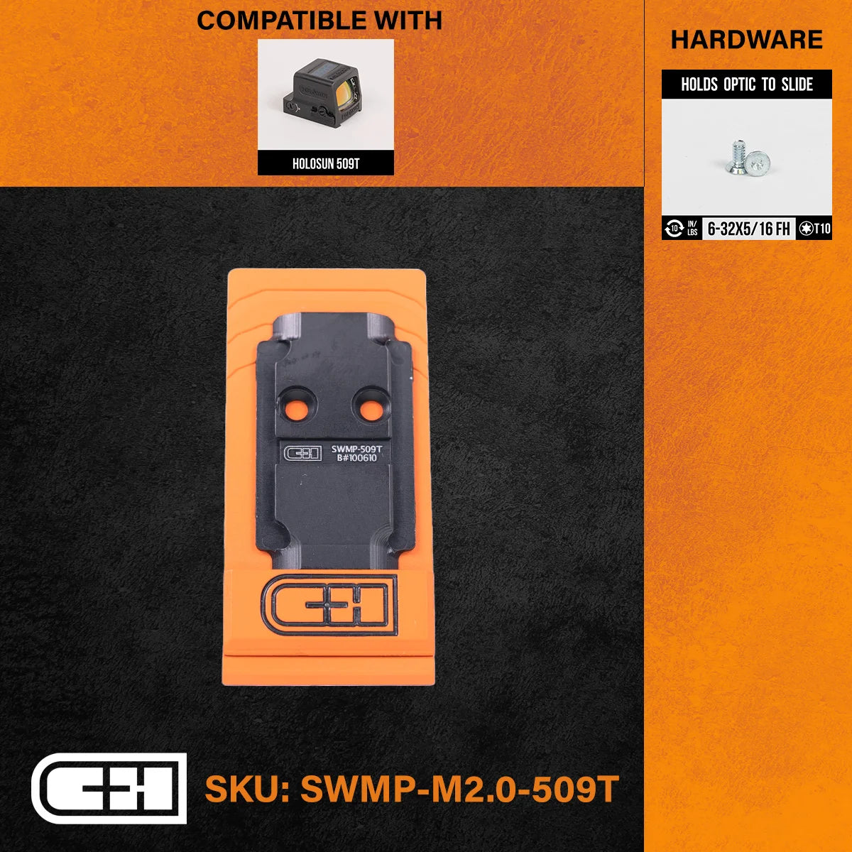 S&W M&P 2.0 to Holosun 509T Adapter Plate - Aluminum - CHPWS