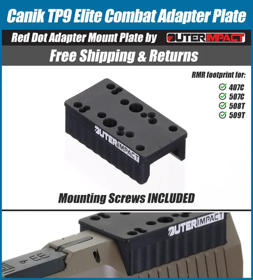 Canik TP9 Elite Combat RMR/DPP Red Dot Adapter Mount Plate - OuterImpact