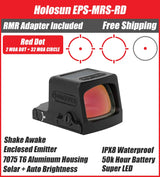 Holosun EPS Full Size MRS Red Dot, 32 MOA Circle 2 MOA Red Dot, Solar Failsafe, Enclosed Emitter, MRS Reticle,  K Series Footprint (Modified RMSc), RMR Adapter Plate Included - EPS-RD-MRS