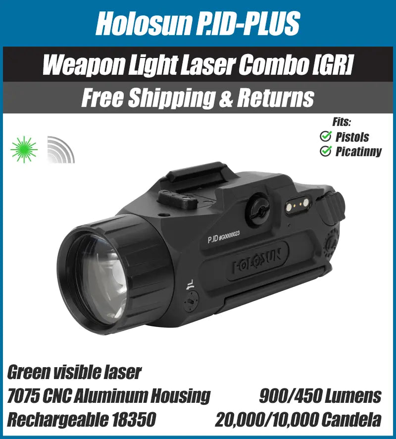 Holosun PID Plus Light Laser Combo, 900 Lumen, Green Laser