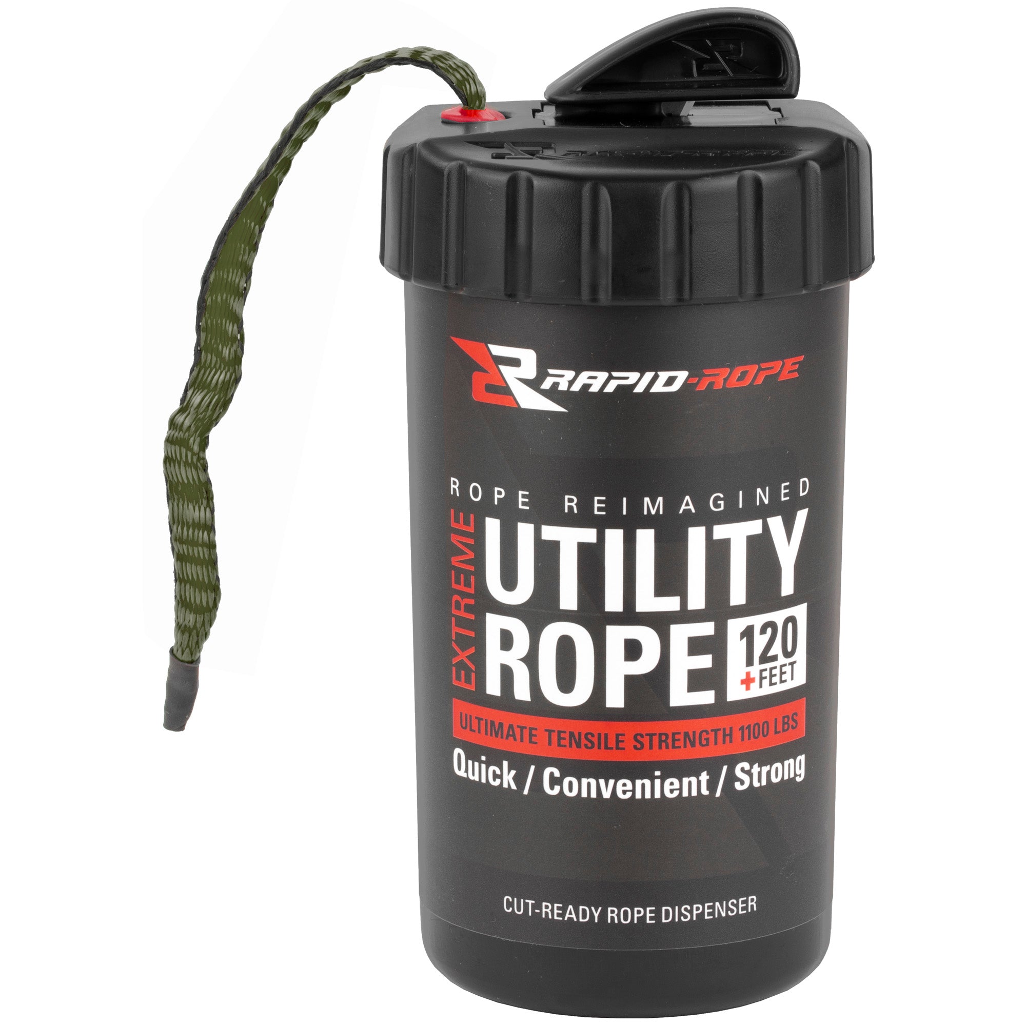 Rapid Rope Canister OD Green, Rope In a Can, 120 Feet, Rated For 1100 lbs, Built-In Rope Cutter, OD Green