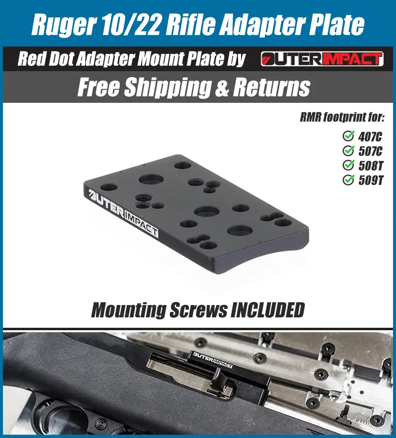 Ruger 10/22 Rifle Red Dot Adapter Mount Plate - OuterImpact