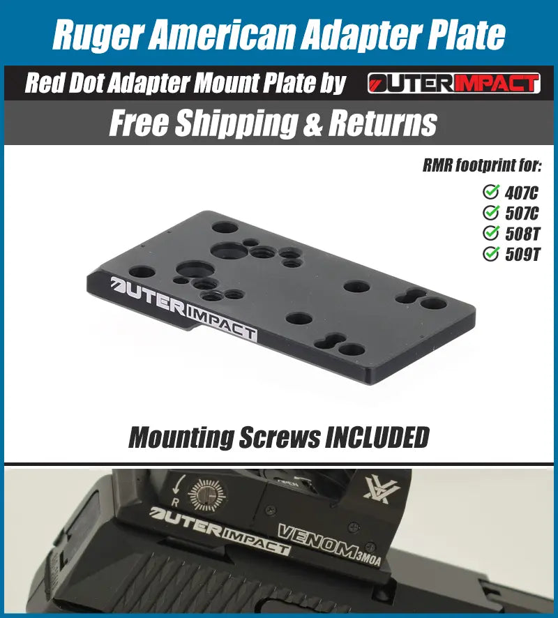 Ruger American (Will Not Fit Competition) Red Dot Adapter Mount Plate - OuterImpact