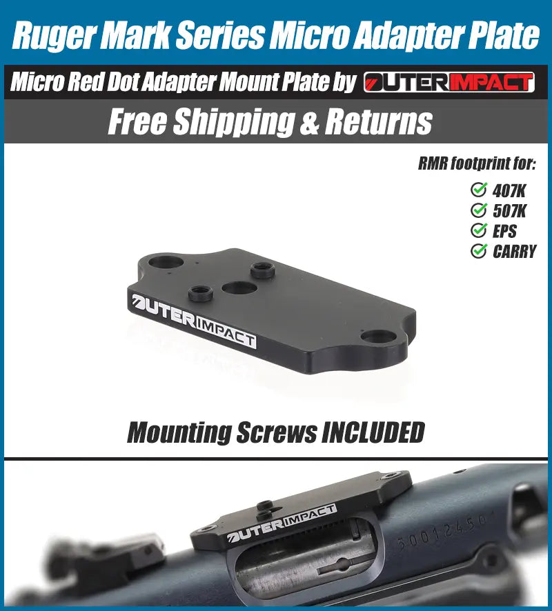 thumbnail image 2 of Universal Picatinny Rail Red Dot Mount Plate For Ruger Mark Series Pistols – Black Polymer 2 of 6