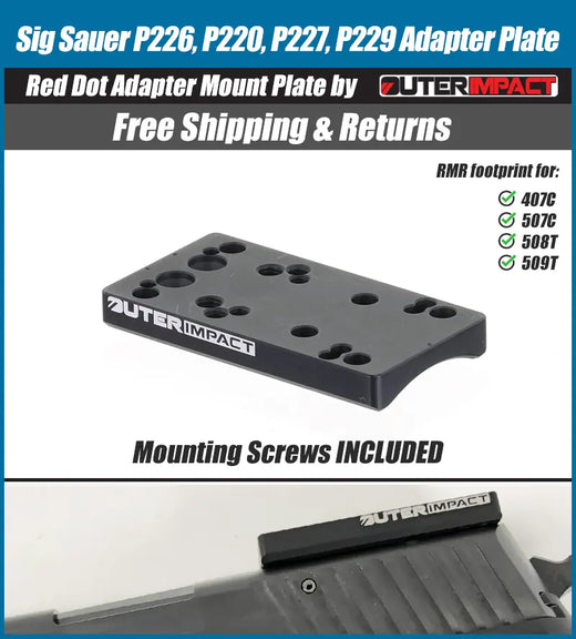 Sig Sauer P226, P220, P227, P229 Pistols Red Dot Adapter Mount Plate - OuterImpact