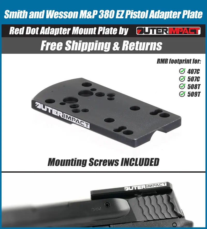 Smith & Wesson M&P 380/9mm EZ Pistol Red Dot Adapter Mount Plate - OuterImpact