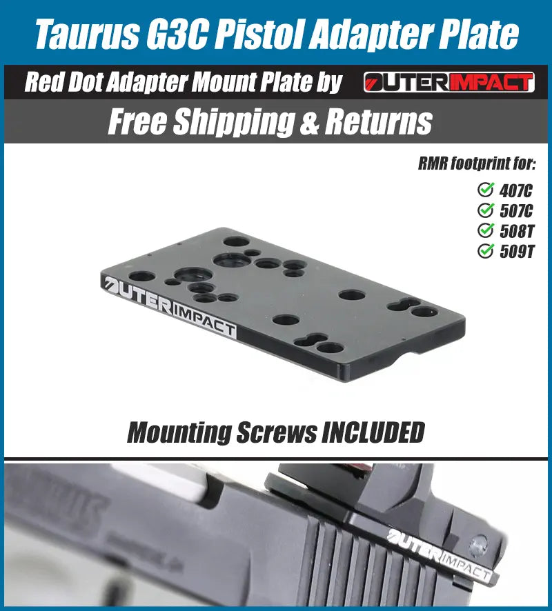 Taurus G3C Pistol Red Dot Adapter Mount Plate - OuterImpact
